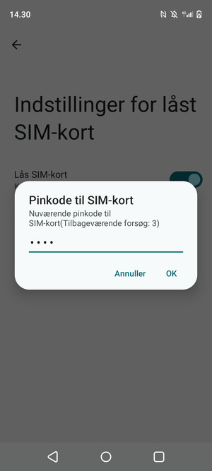 Indtast Nuværende PIN-kode til SIM-kort og vælg OK