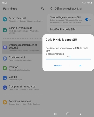Saisissez votre nouveau code PIN de carte SIM et sélectionnez OK