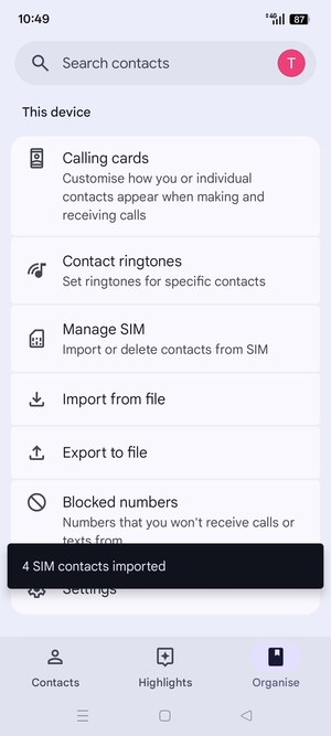 Your contacts will be saved to your Google account and saved to your phone the next time Google is synced.