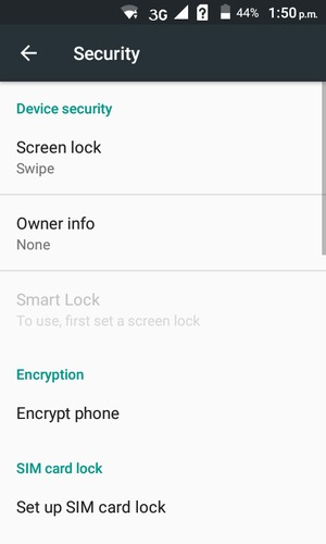 Select Screen lock
