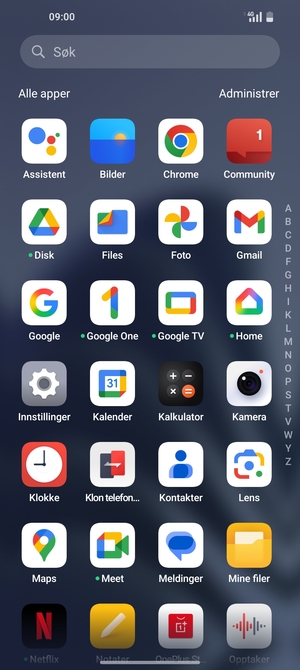 Velg Innstillinger