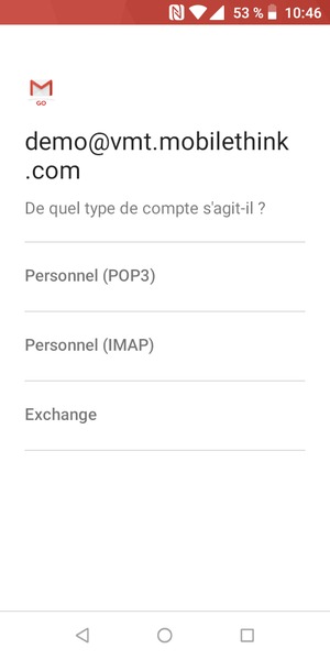 Sélectionnez Personnel (POP3) ou Personnel (IMAP)