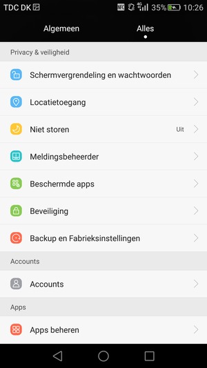 Scroll naar en selecteer Beveiliging