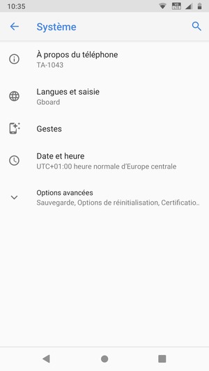 Sélectionnez Options avancées