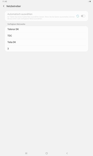 Wählen Sie einen Netzbetreiber von der Liste