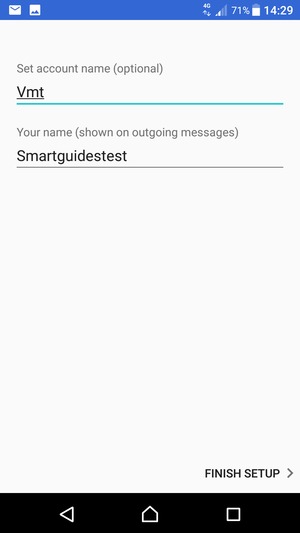 Give your account a name and enter your name. Select FINISH SETUP