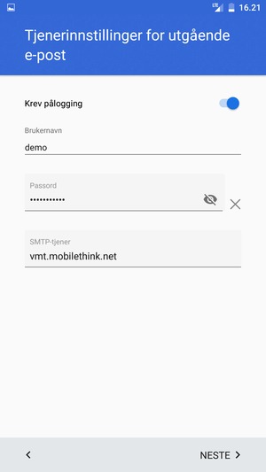 Skriv inn utgående serveradresse