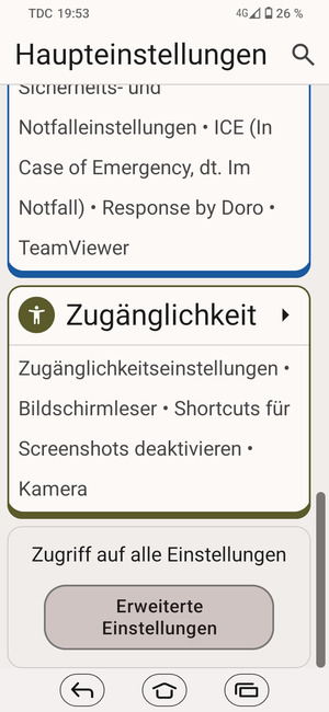 Scrollen Sie und wählen Sie Erweiterte Einstellungen