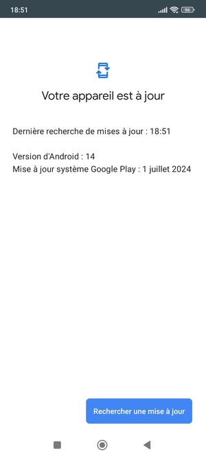 Si votre téléphone est à jour, vous verrez l'écran suivant