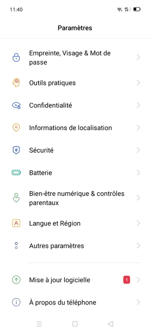 Faites défiler et sélectionnez Sécurité