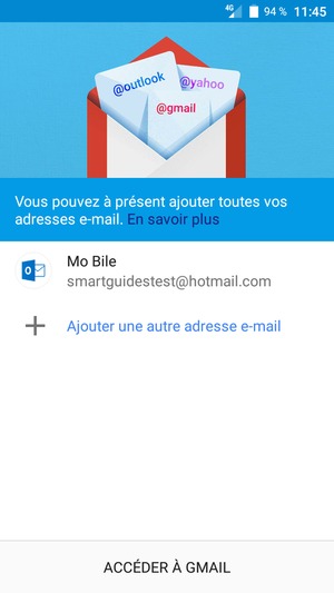 Sélectionnez ACCÉDER À GMAIL
