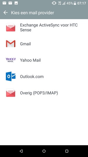 Selecteer Overig (POP3/IMAP)