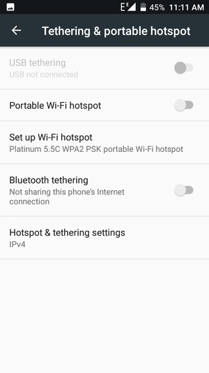 Select Set up Wi-Fi hotspot