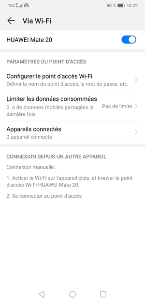 Votre téléphone est maintenant configuré pour être utilisé comme modem
