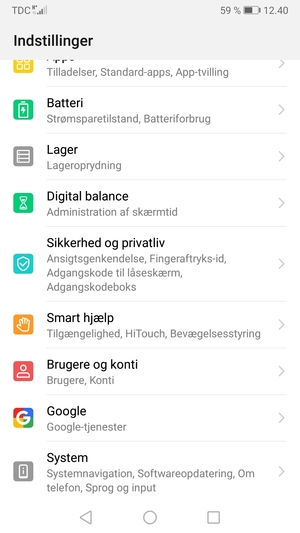 Scroll til og vælg System