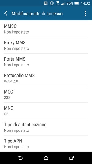 Scorri verso il basso e inserisci le informazioni degli MMS
