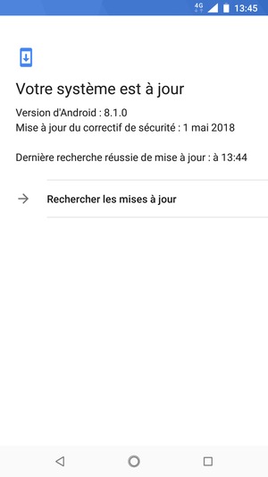Si votre téléphone est à jour, vous verrez l'écran suivant