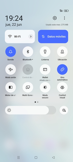Seleccione Sonido para cambiar el modo de vibración