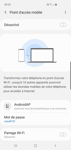 Sélectionnez le bouton du Menu