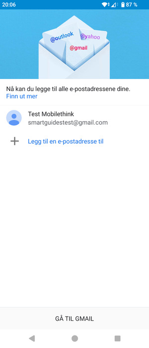 Velg GÅ TIL GMAIL