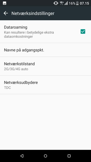 Slå Dataroaming til eller fra