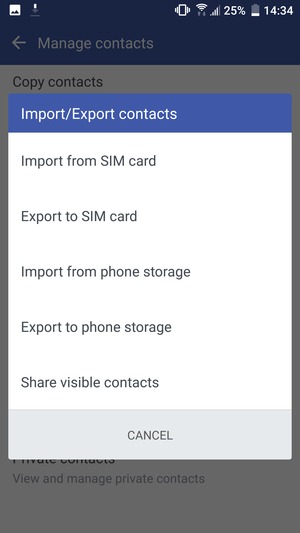 Select Import from SIM card
