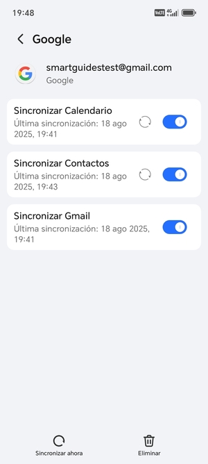 Seleccione Sincronizar ahora