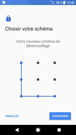 Dessinez de nouveau le schéma de déverrouillage et sélectionnez CONFIRMER