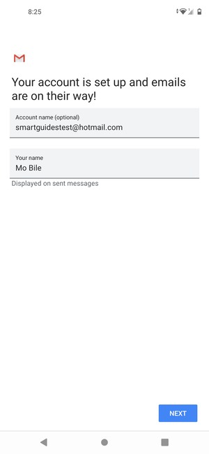 Give your account a name and enter your name. Select NEXT