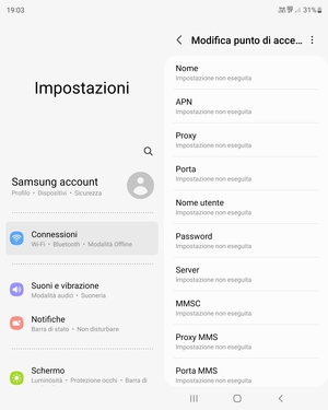 Inserisci le informazioni di Internet