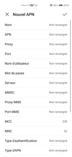 Saisissez les informations MMS