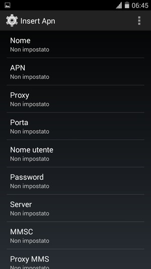 Inserisci le informazioni di Internet
