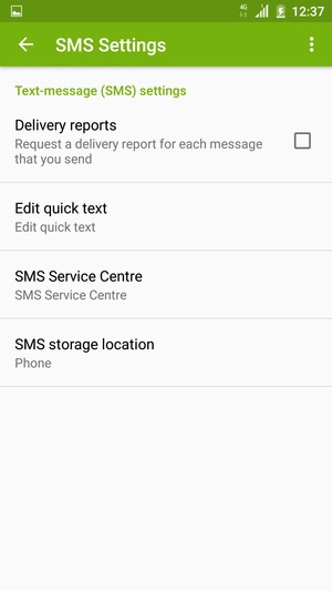 Scroll to and select SMS Service Centre