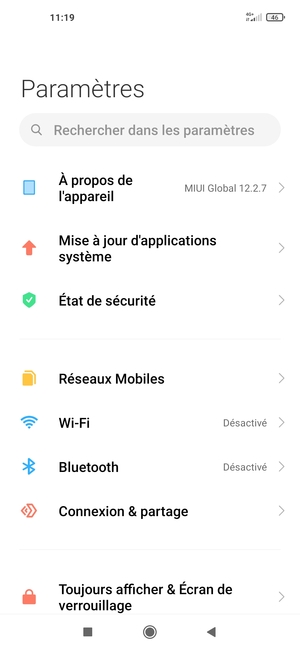 Sélectionnez Réseaux Mobiles