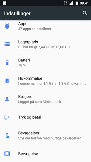 Vend tilbage til menuen Indstillinger og vælg Batteri