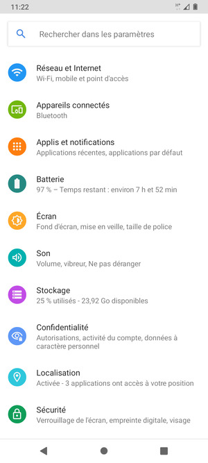 Sélectionnez Réseau et Internet