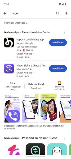 Wählen Sie die App