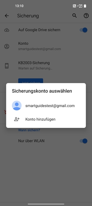 Wählen Sie Ihr Konto für Backup