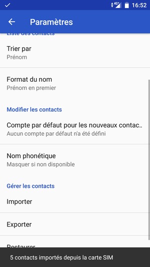 Vos contacts vont être enregistrés sur votre HTC