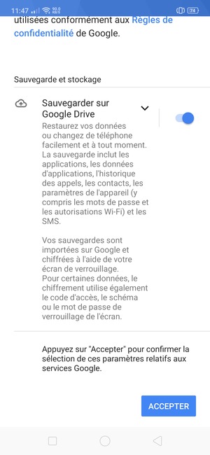 Sélectionnez ACCEPTER