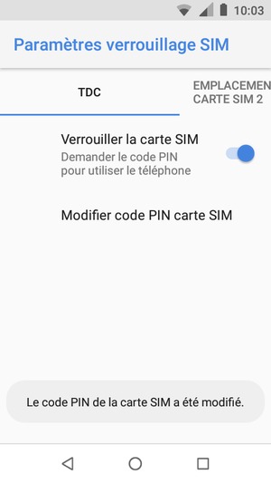 Votre Code PIN a été modifié