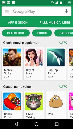 Seleziona la barra di ricerca