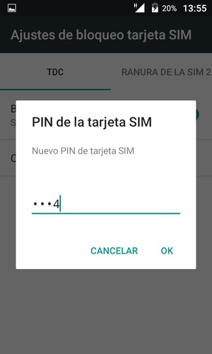 Introduzca su Nuevo PIN de la tarjeta SIM y seleccione OK