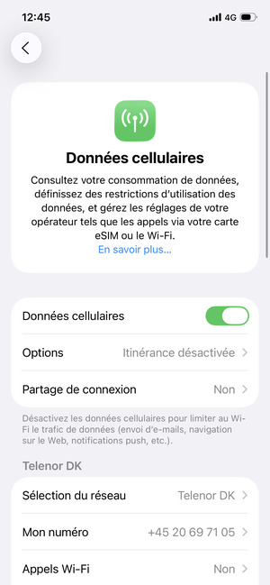 Sélectionnez Sélection du réseau