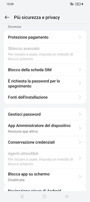 Scorri e seleziona Blocco della scheda SIM