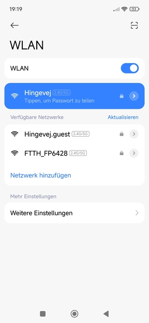 Sie sind nun mit dem WLAN-Netzwerk verbunden