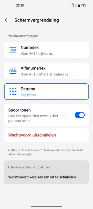 Uw telefoon is nu beveiligd met een schermvergrendeling