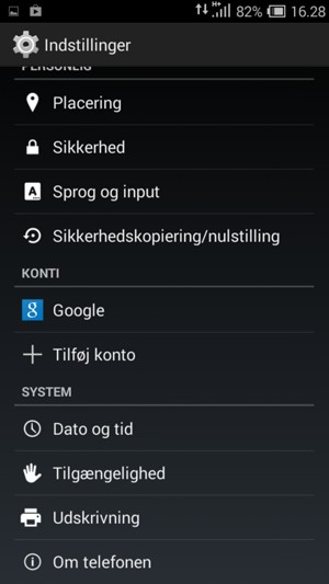 Scroll til og vælg Sikkerhedskopiering/nulstilling