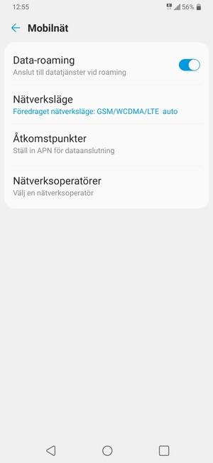 Slå på eller stäng av Data-roaming