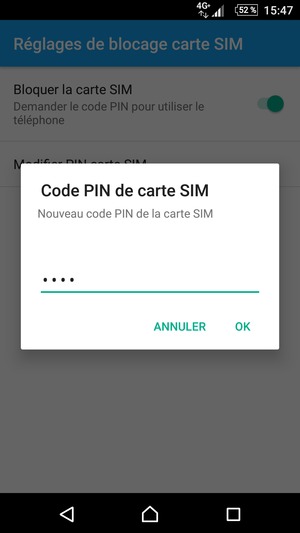 Saisissez votre Nouveau code PIN de la carte SIM et sélectionnez OK
